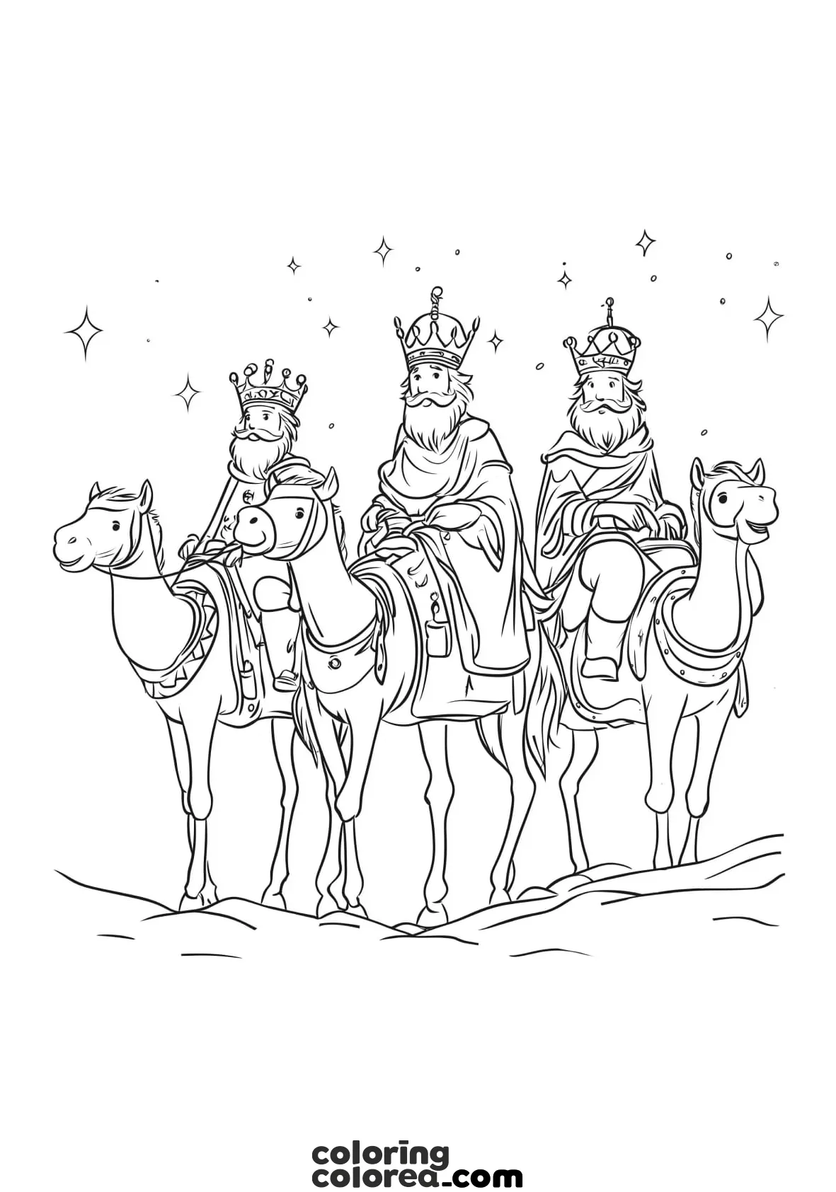 Dibujo para colorear de los tres Reyes Magos