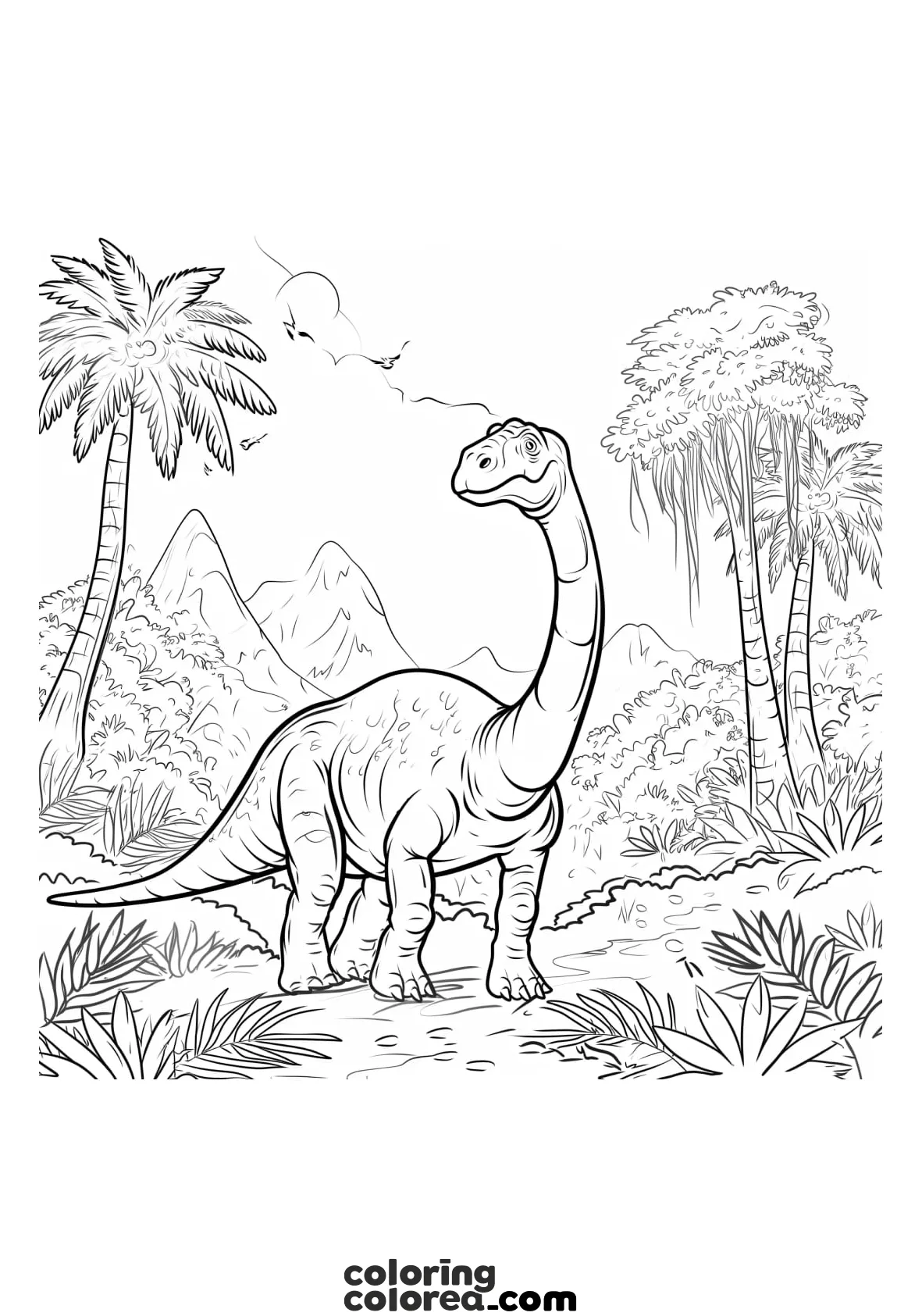 Dibujo para colorear de un Dinosaurio Diplodocus adulto