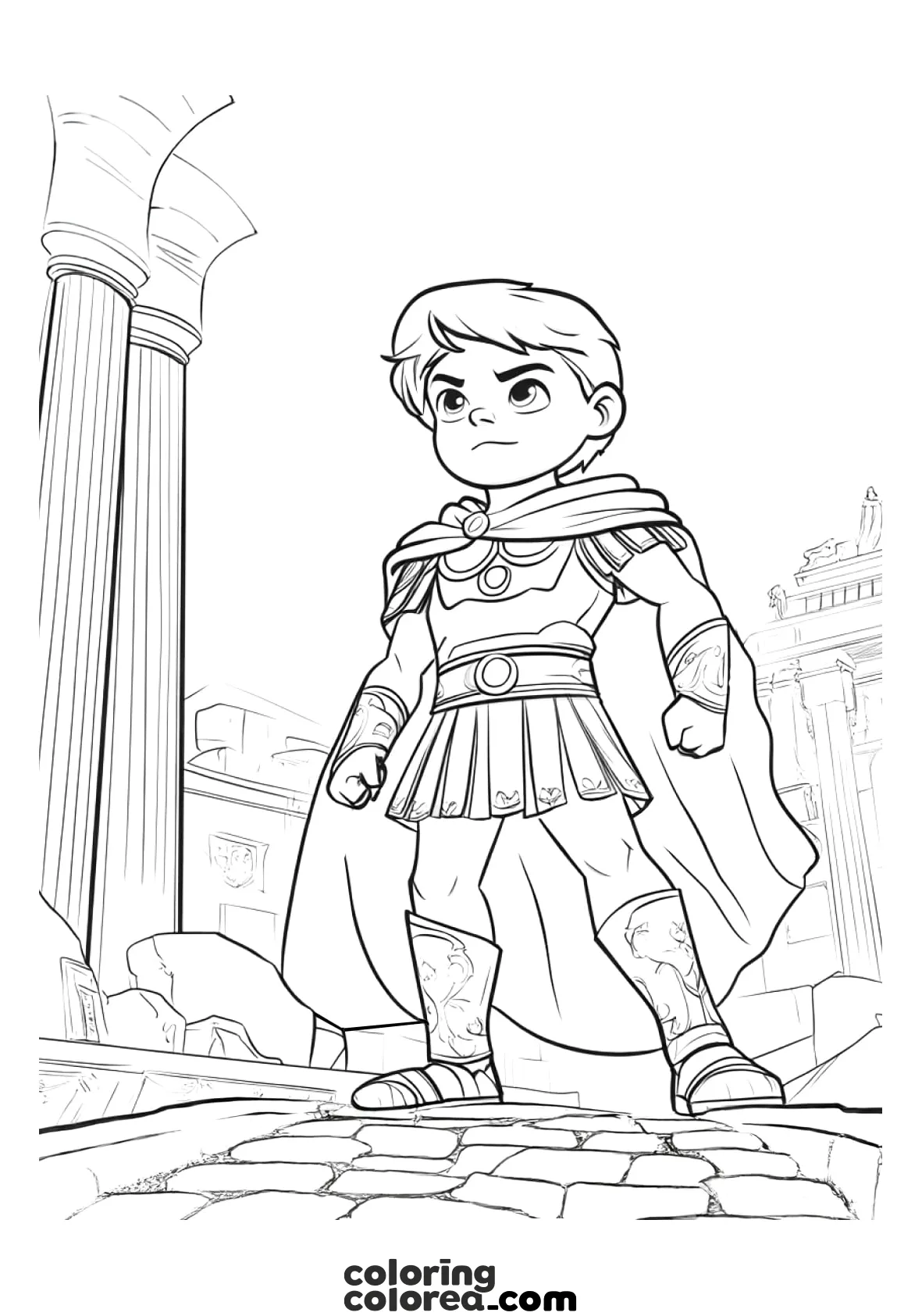 Dibujo para colorear de un oficial del ejercito romano