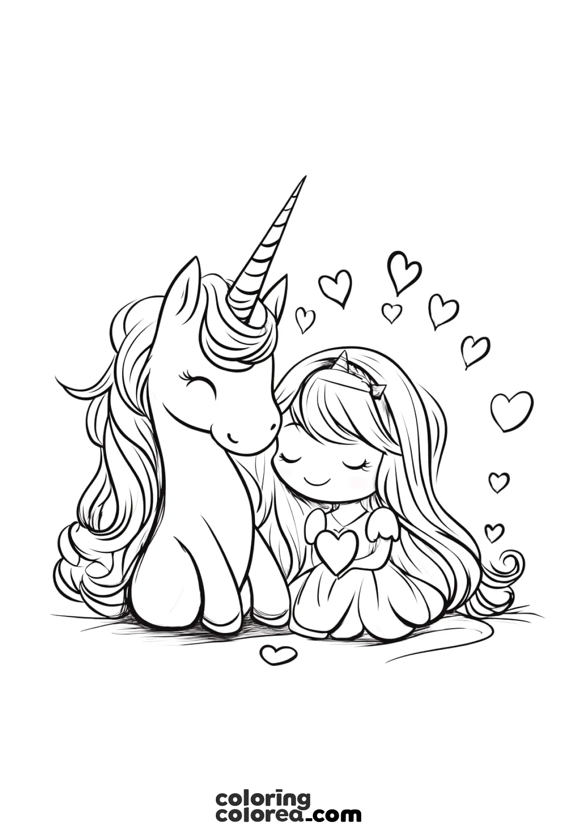 Dibujo para colorear gratis: Amo mi unicornio