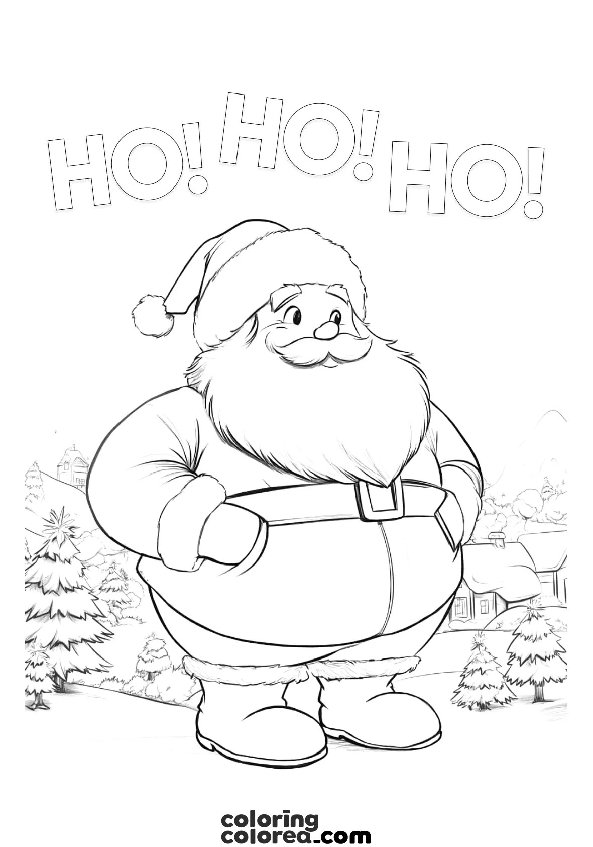 Dibujo de Papá Noel supervisando que todo esté preparado para día de Navidad
