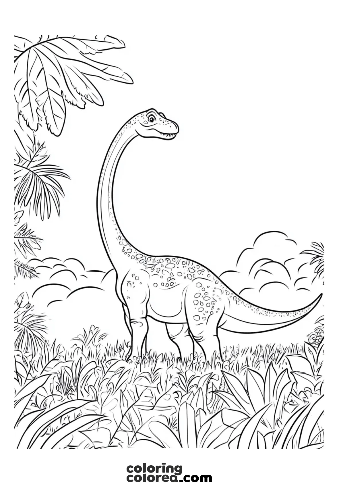 Dibujo de un Dinosaurio Brachiosaurio para colorear gratis