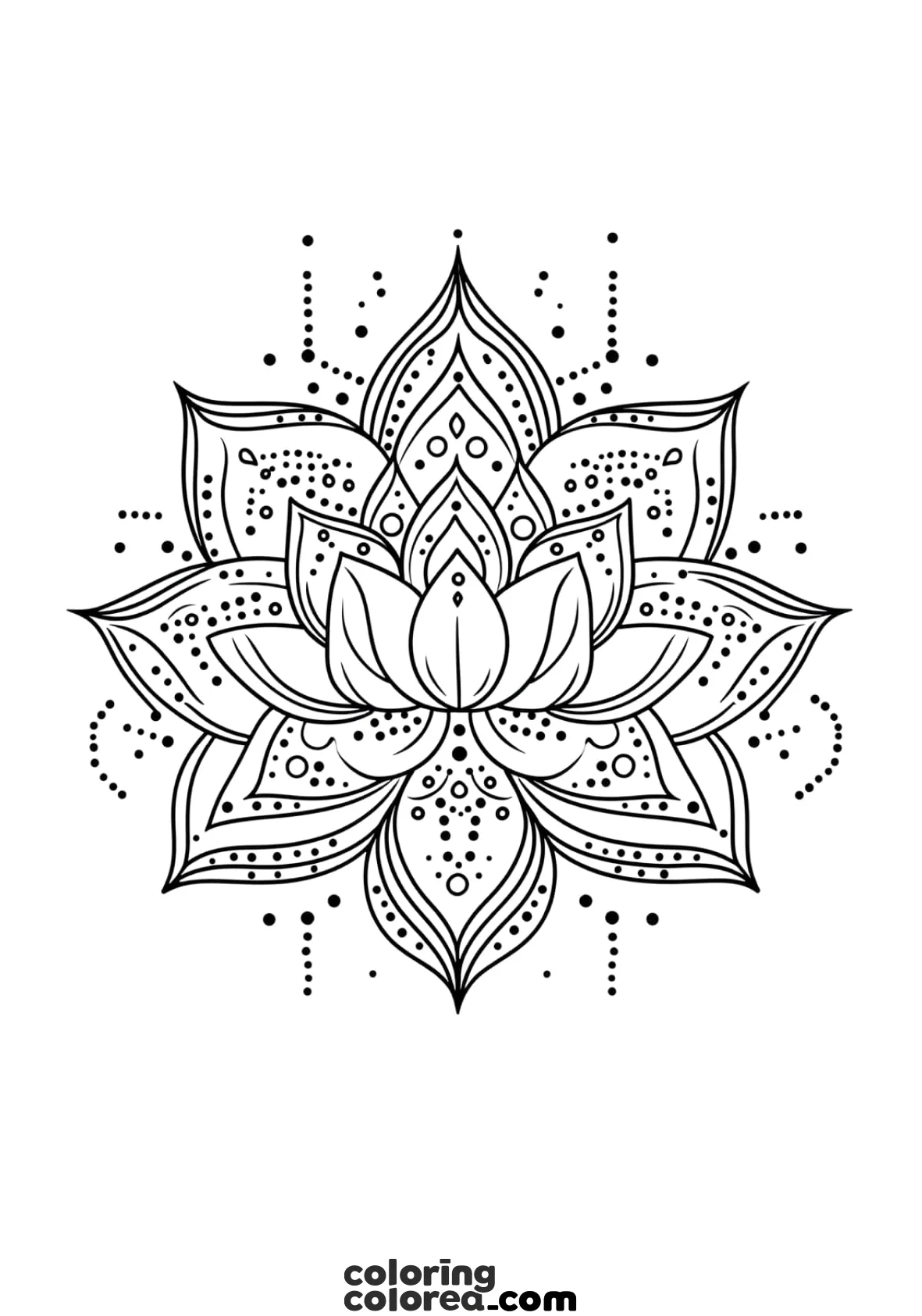 Dibujo para colorear de un mandala de Flor de Loto