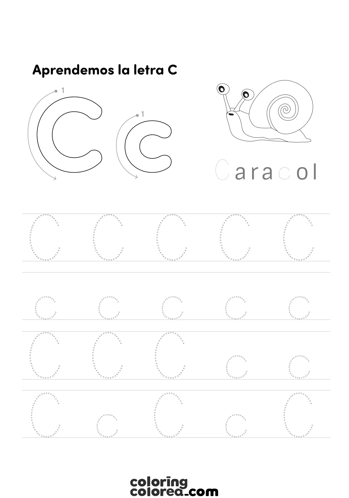 Ficha educativa. Aprendemos la letra C