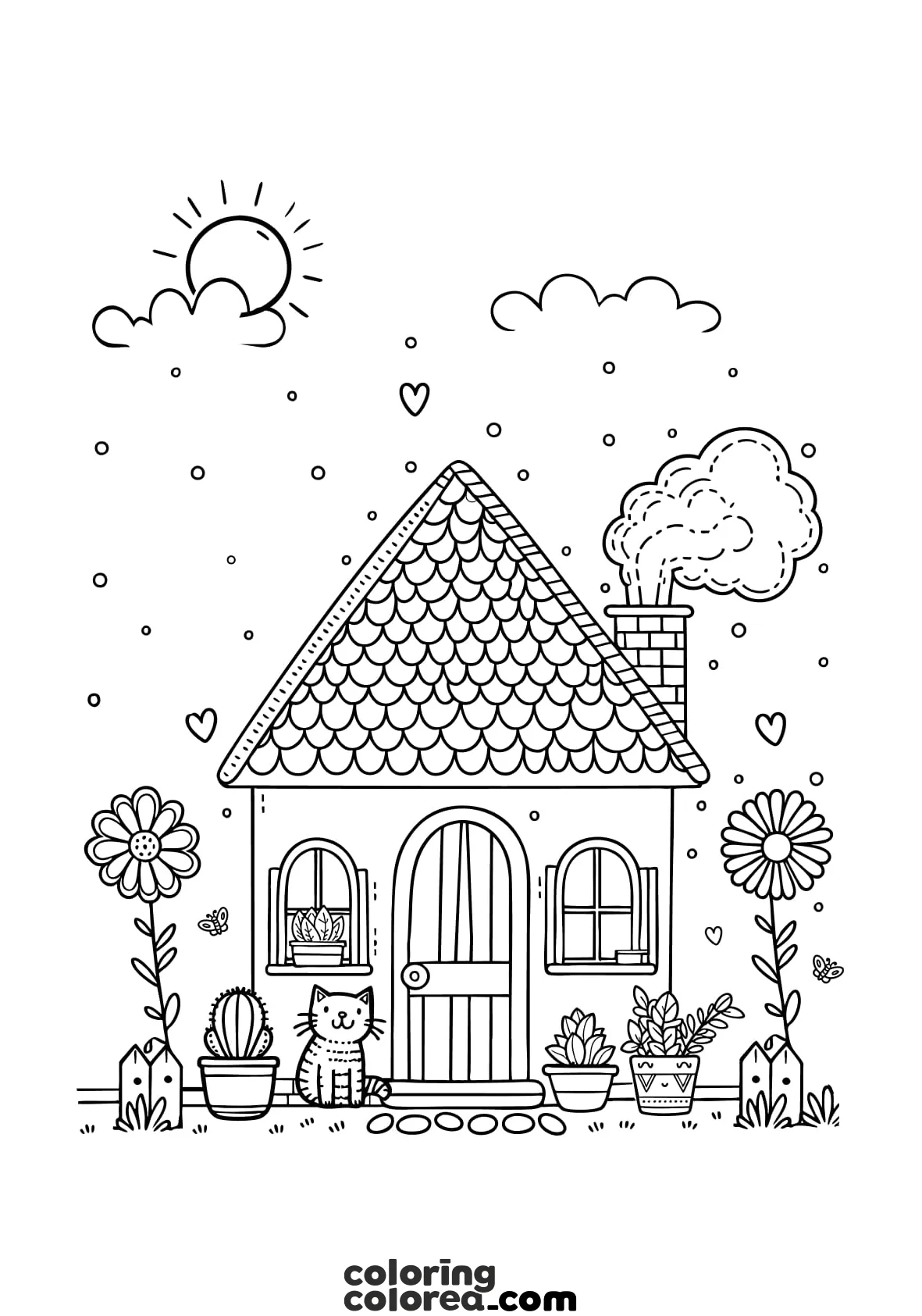 Dibujo para colorear de una bonita casa