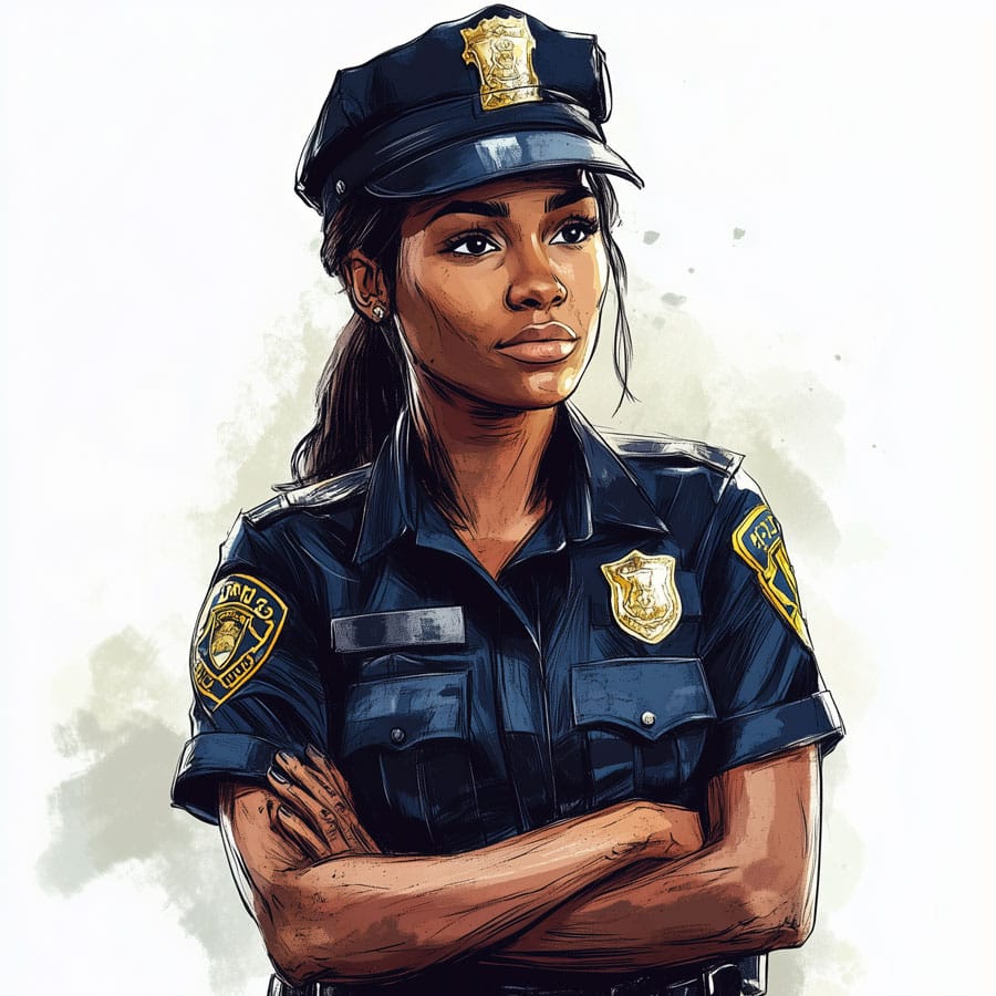 Ilustración de una mujer Policía