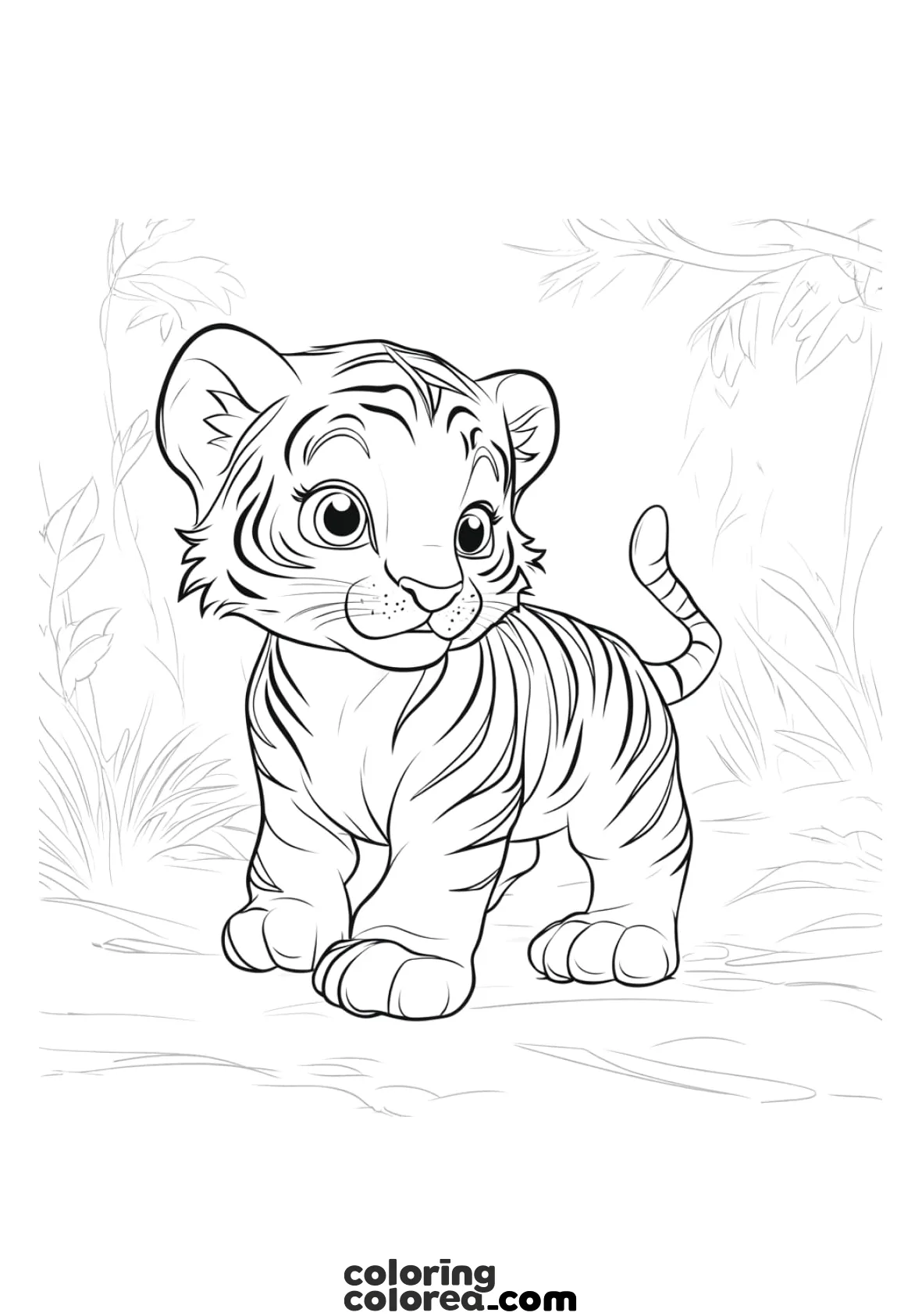 Dibujo de un cachorro de tigre listo para colorear