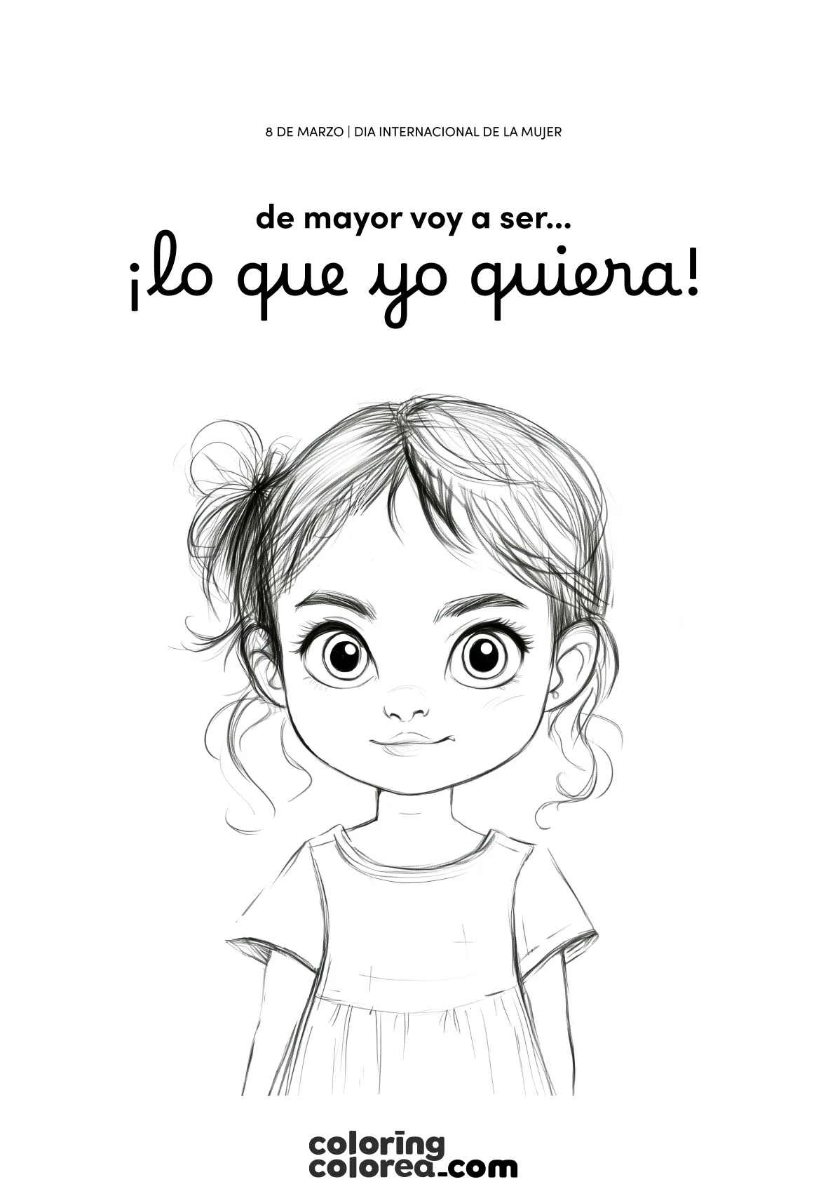 Dibujo para colorear en el Día Internacional de la Mujer, 8 de marzo