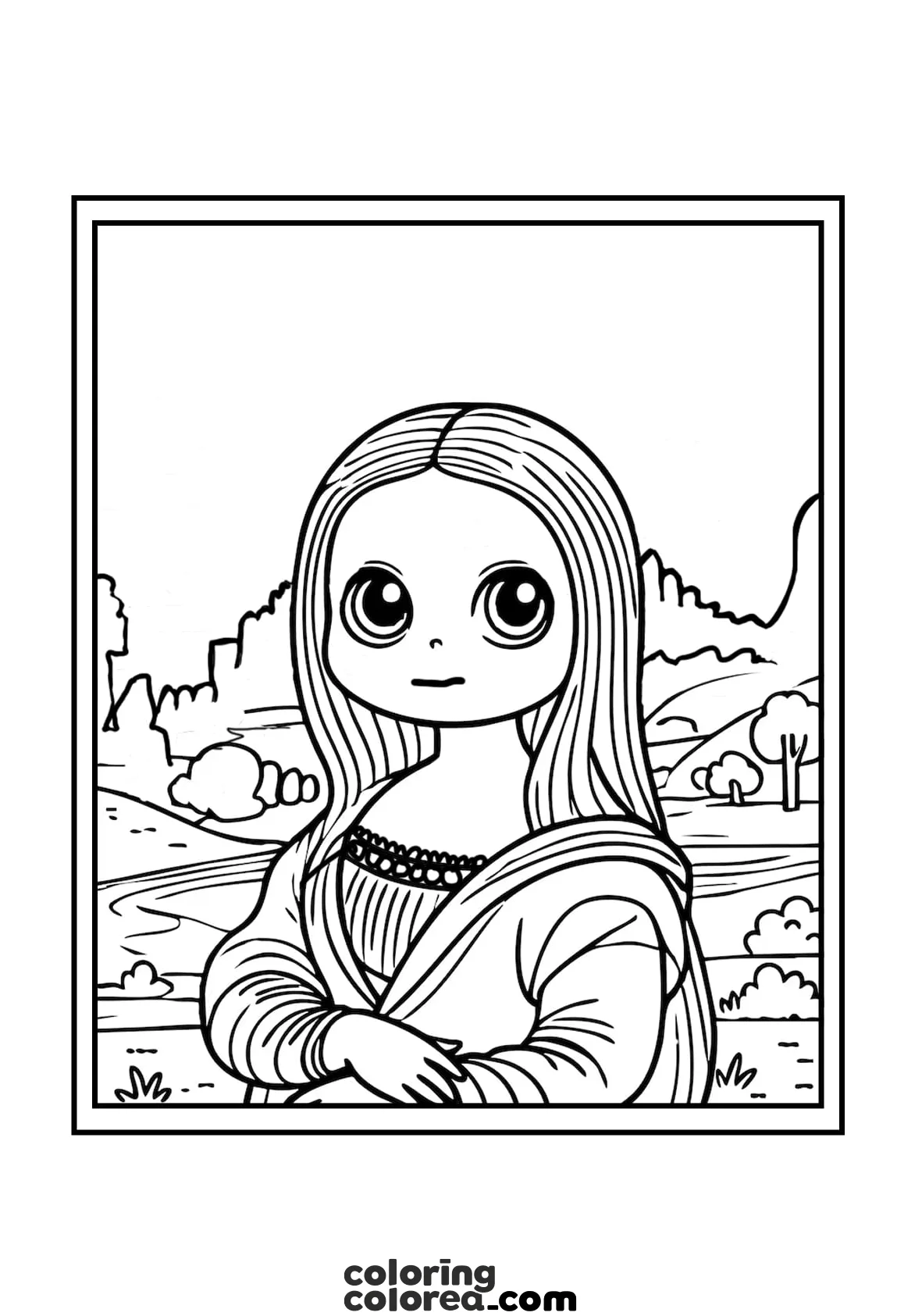 Dibujo para colorer de La Mona Lisa - Gioconda para niños