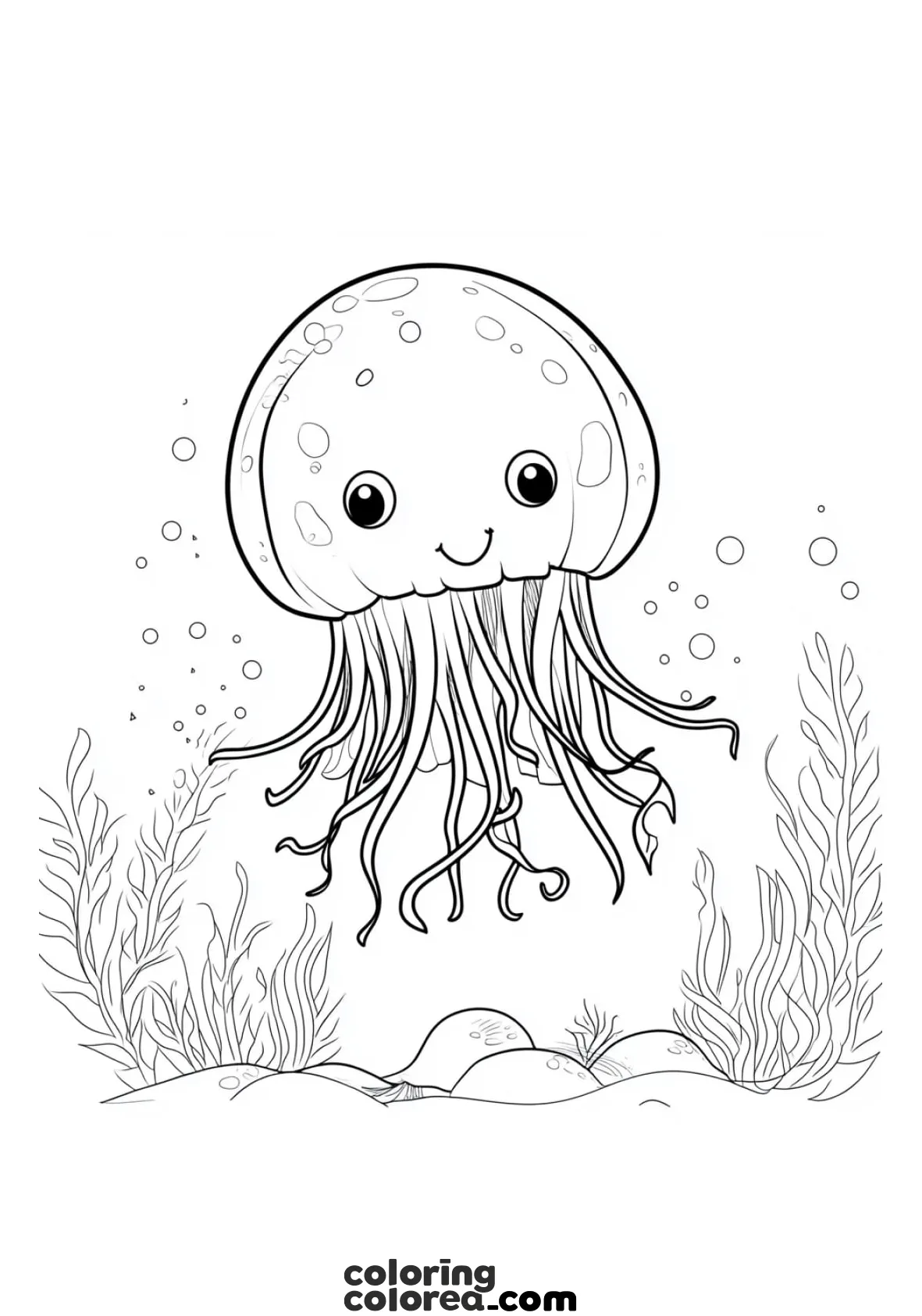 Dibujo para colorear de una simpática medusa
