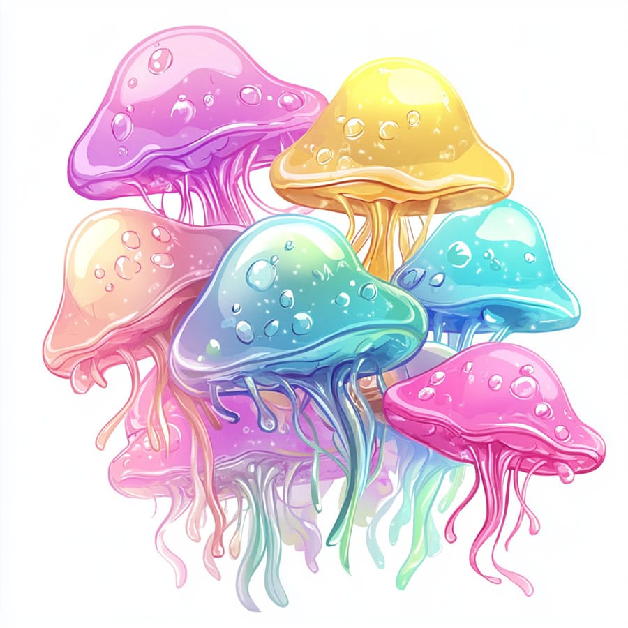 Dibujos de medusas en varios colores