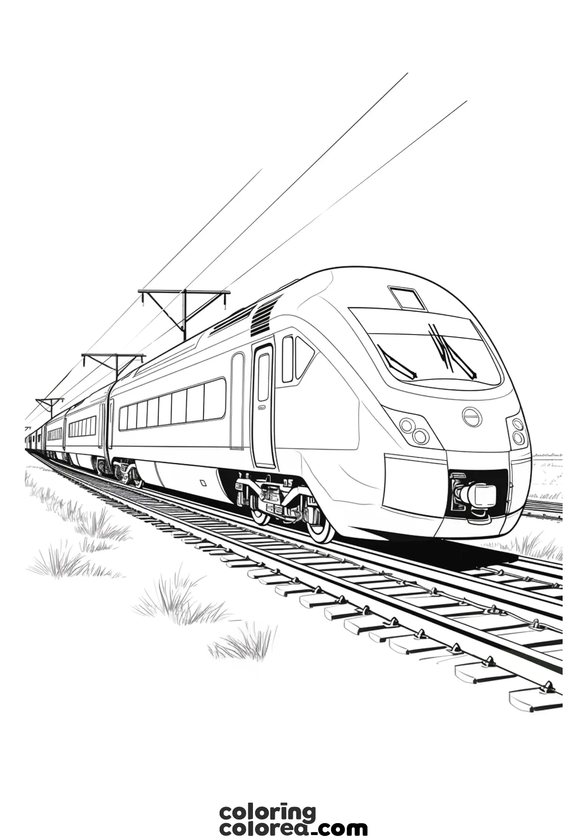 Dibujo para colorear de un tren de alta velocidad