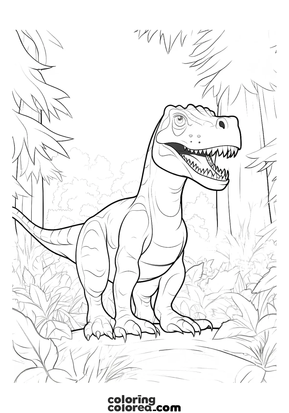 Dibujo para colorear de un dinosaurio tipo Carnotaurus