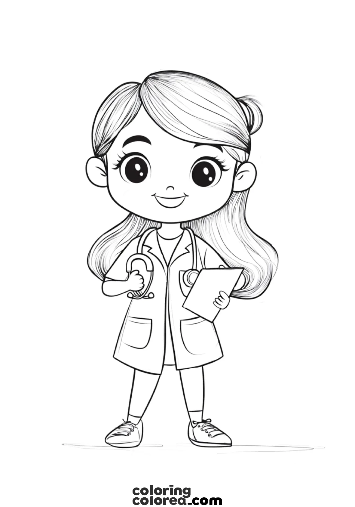 Dibujo de una doctora médico para colorear
