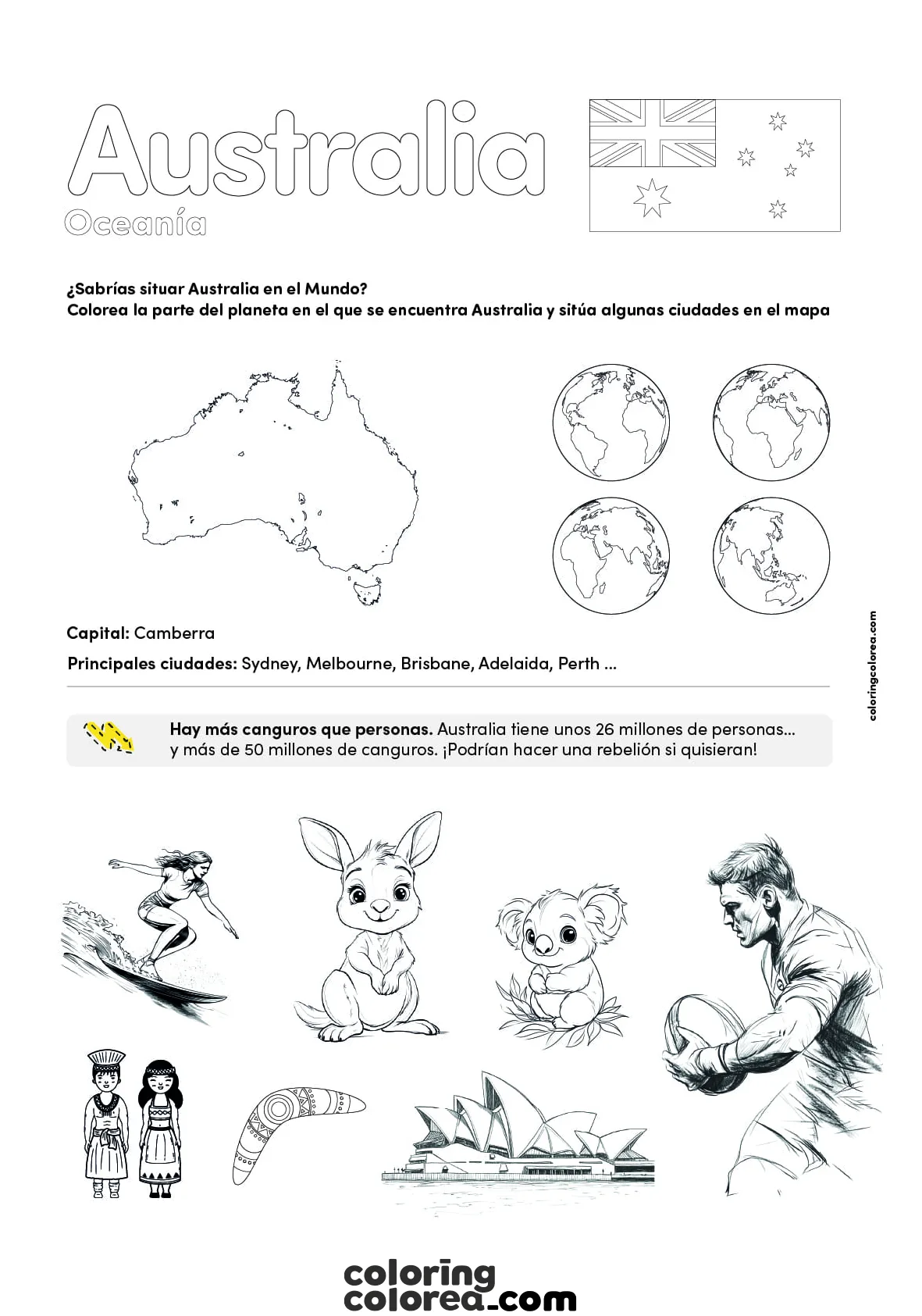 Recursos educativos gratuitos. Un viaje a Australia. Geografía y Conocimiento del medio