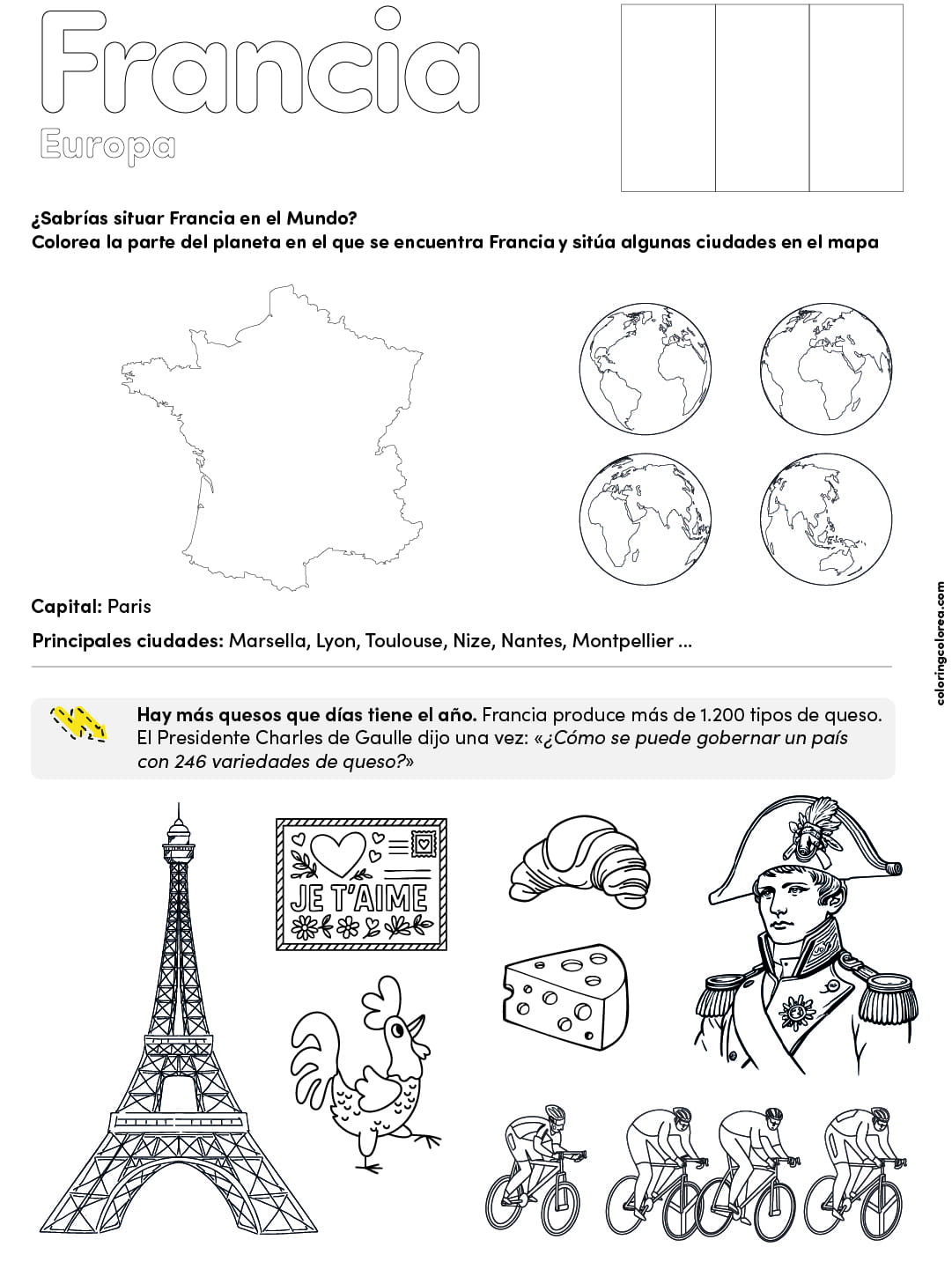 Recursos educativos gratuitos. Un viaje a Francia. Geografía y Conocimiento del medio