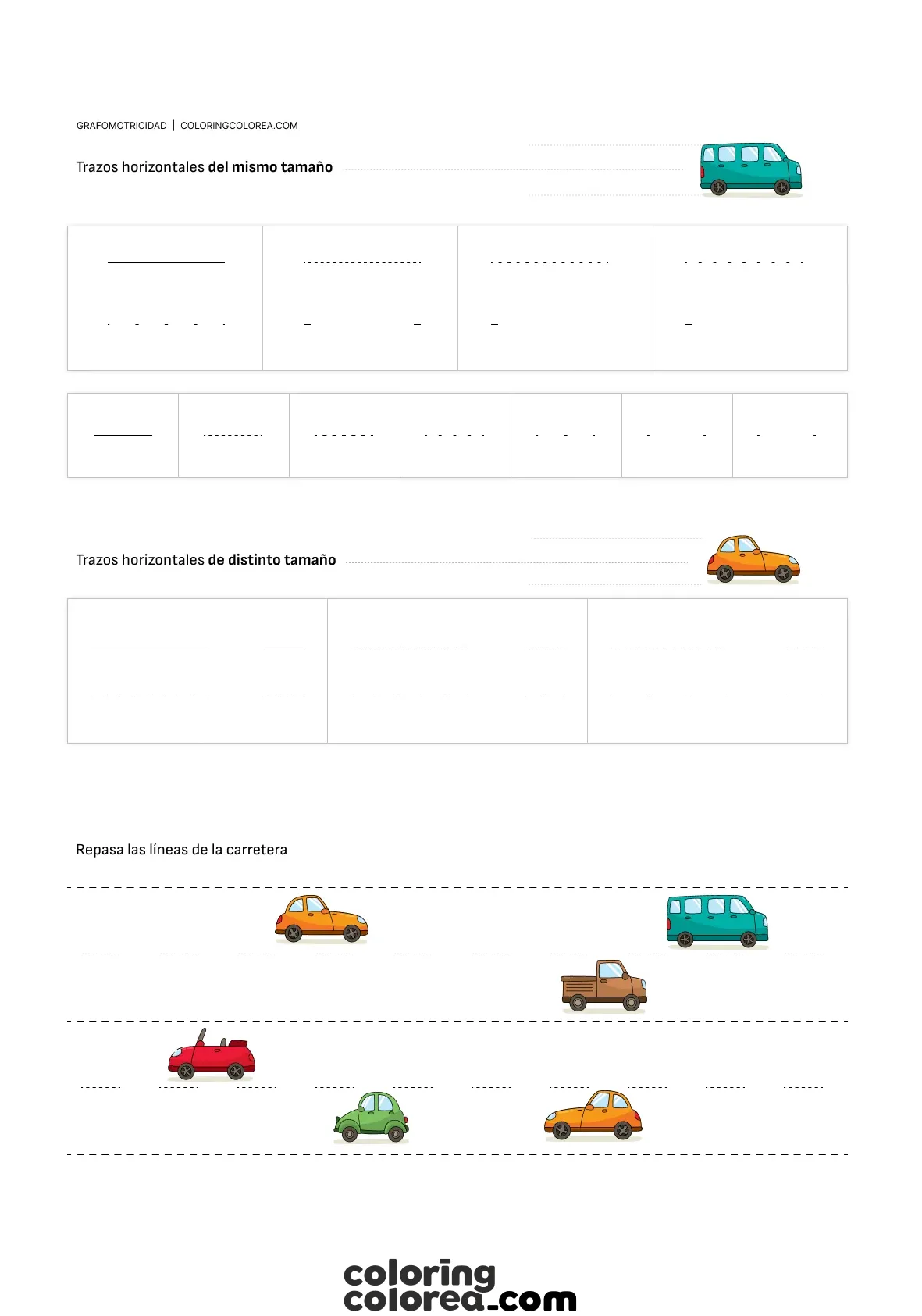 Recurso educativo de grafomotricidad gratuito: trazado de lineas rectas