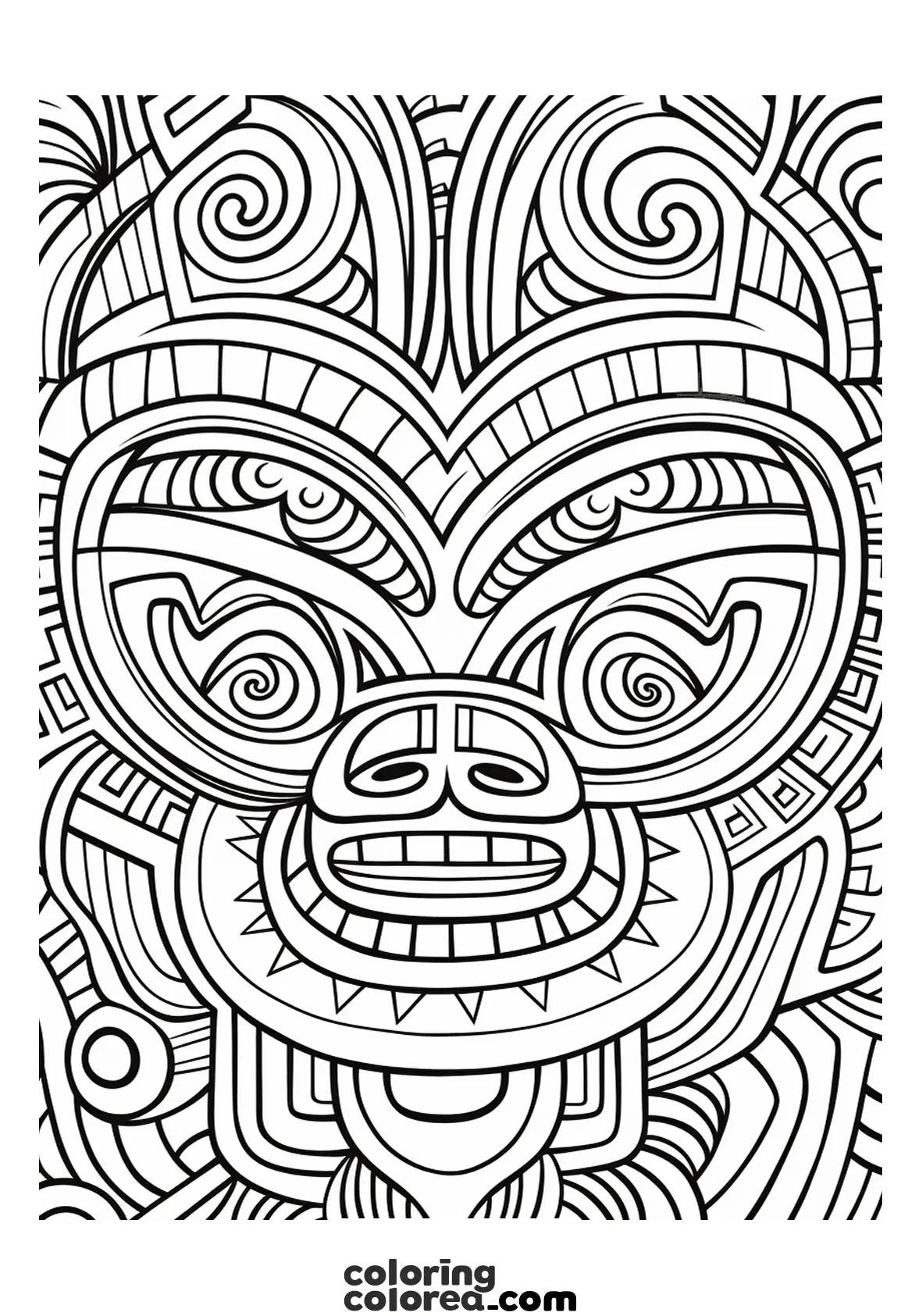 Dibujo para colorear de un mandala de inspiración azteca