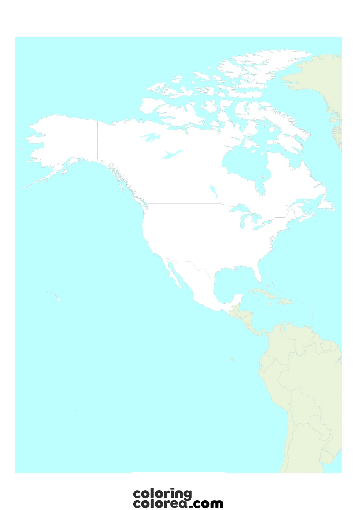 Mapa político mudo de América del Norte