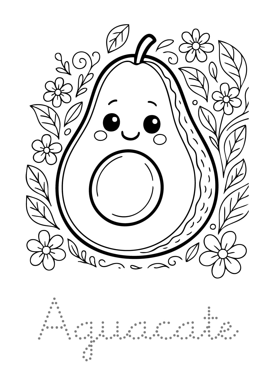 Dibujo para colorear de un aguacate
