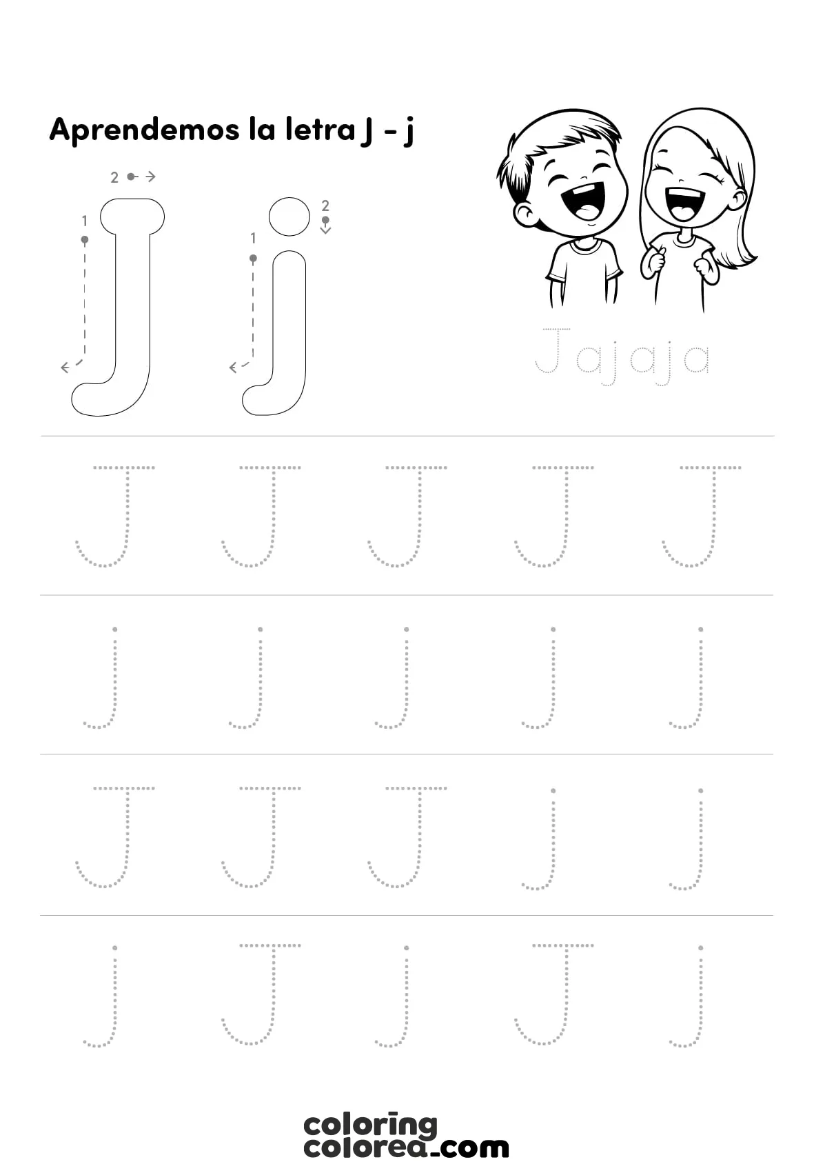 Aprendemos a trazar y leer la letra J. Recurso educativo gratuito