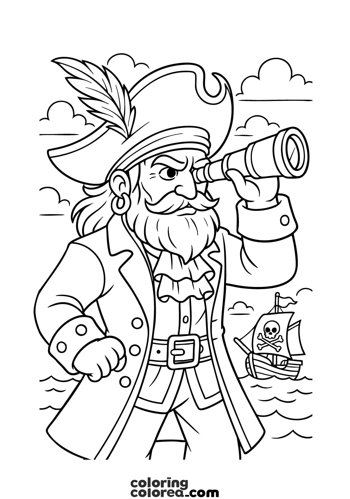 Dibujo para colorear e imaginar tu propia aventura Pirata