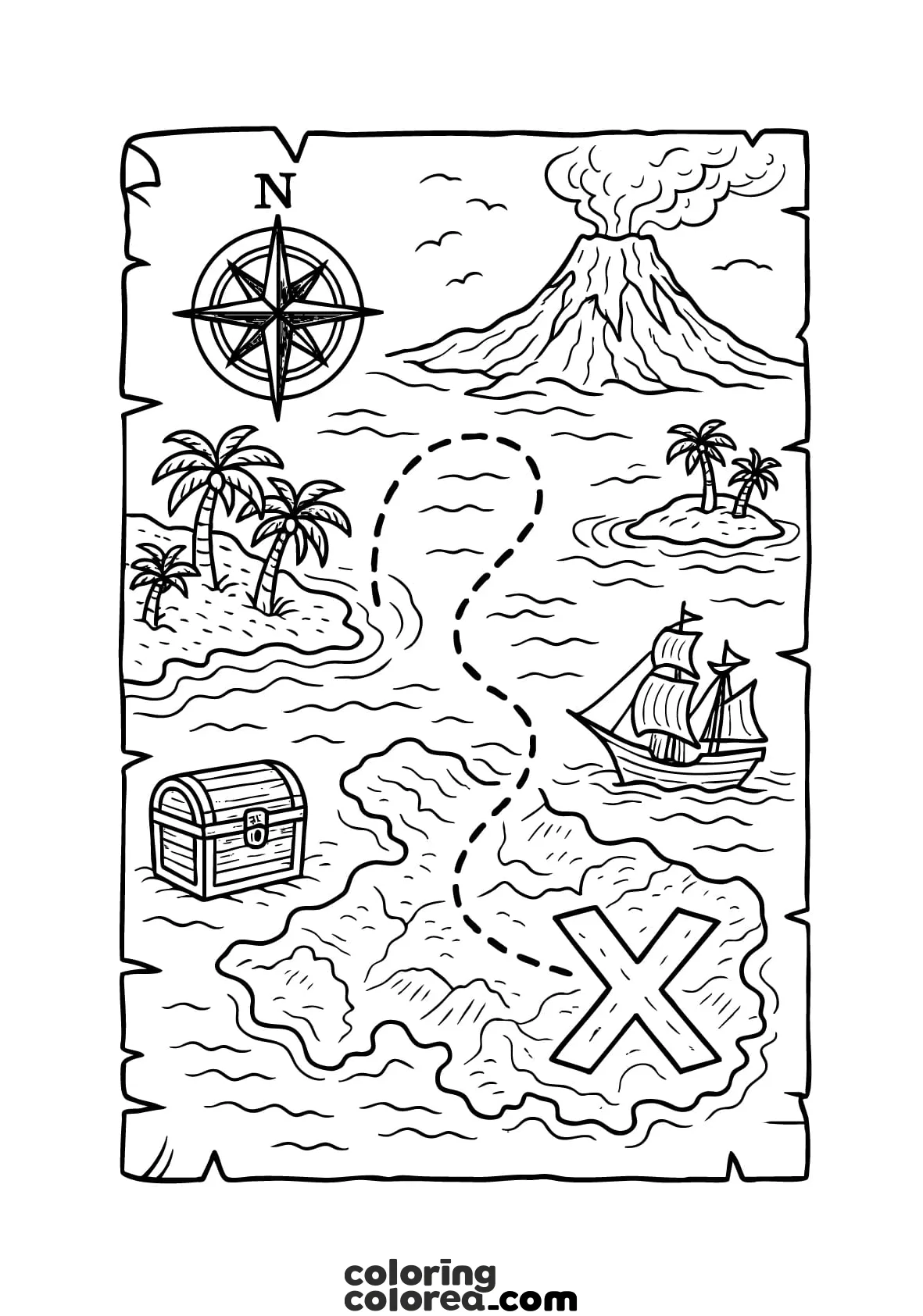 Aventura pirata, colorea tu propio mapa del tesoro