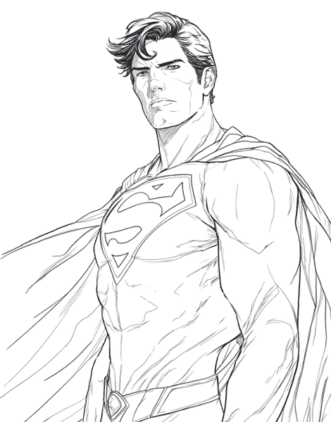 Dibujo para colorear gratis del mítico superhéroe Superman