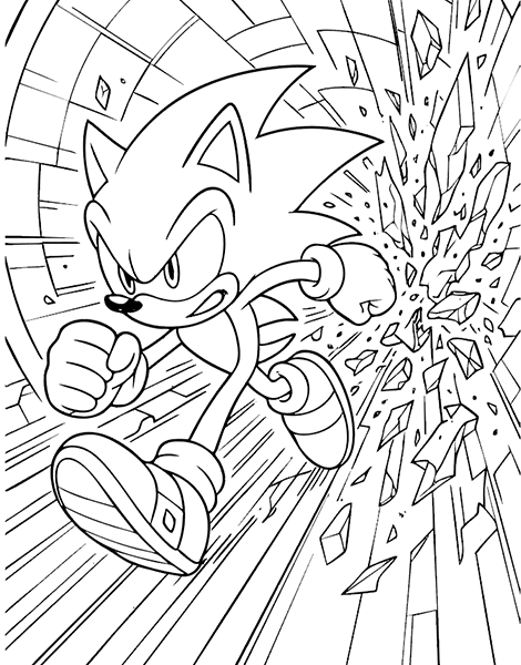 Dibujo para colorer de Sonic the Hedgehog, el famoso erizo azul de los videojuegos de SEGA