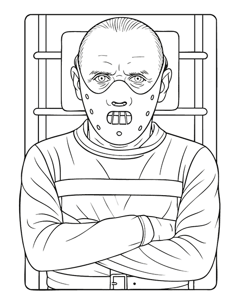 Dibujo para colorear de Hannibal Lecter en el Silencio de los Corderos