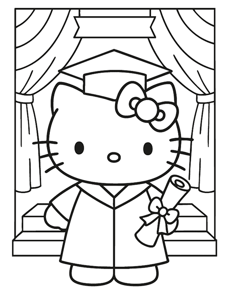 Dibujo para colorear de la famosa gatita Hello Kitty de la compañía japonesa Sanrio