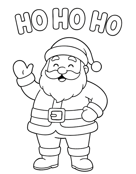Dibujo para colorear de Papá Noel en Navidad